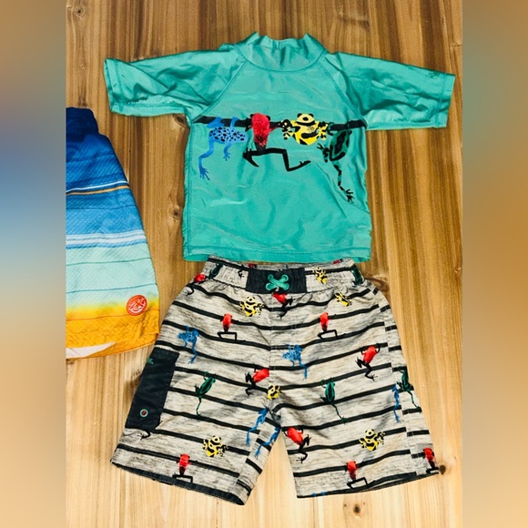 UV SKINZ Toddler Boy Swim Set w/ Hat size 5 & Extra pair of Zero X Sz 5/6 Trunks - Picture 4 of 14